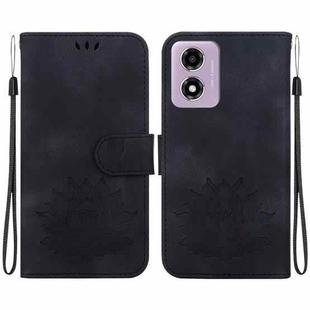 For Motorola Moto G04s / Moto E14 Lotus Embossed Leather Phone Case(Black)