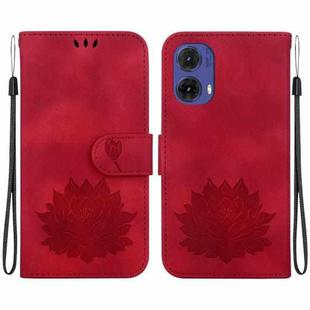 For Motorola Moto G85 Lotus Embossed Leather Phone Case(Red)