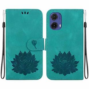 For Motorola Moto G85 Lotus Embossed Leather Phone Case(Green)