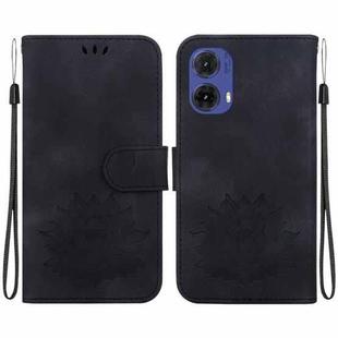 For Motorola Moto G85 Lotus Embossed Leather Phone Case(Black)