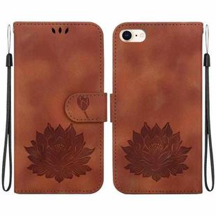 For iPhone SE 2022 / 2020 / 8 / 7 Lotus Embossed Leather Phone Case(Brown)