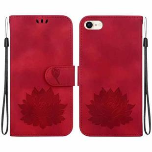 For iPhone SE 2022 / 2020 / 8 / 7 Lotus Embossed Leather Phone Case(Red)