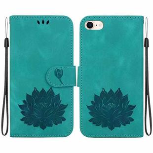 For iPhone SE 2022 / 2020 / 8 / 7 Lotus Embossed Leather Phone Case(Green)