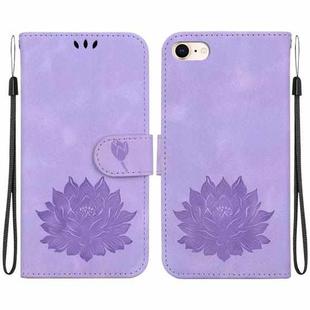 For iPhone SE 2022 / 2020 / 8 / 7 Lotus Embossed Leather Phone Case(Purple)