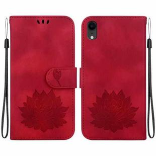 For iPhone XR Lotus Embossed Leather Phone Case(Red)