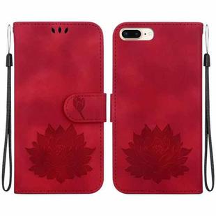 For iPhone 8 Plus / 7 Plus Lotus Embossed Leather Phone Case(Red)