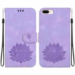 For iPhone 8 Plus / 7 Plus Lotus Embossed Leather Phone Case(Purple)