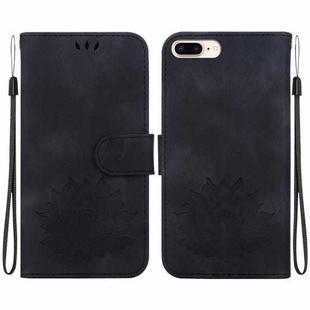 For iPhone 8 Plus / 7 Plus Lotus Embossed Leather Phone Case(Black)