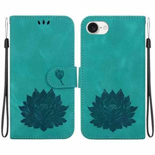 For iPhone SE 2024 Lotus Embossed Leather Phone Case(Green)