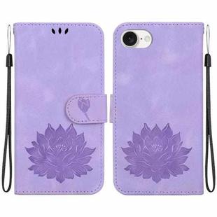 For iPhone SE 2024 Lotus Embossed Leather Phone Case(Purple)