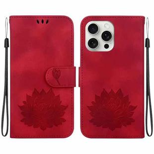 For iPhone 16 Pro Lotus Embossed Leather Phone Case(Red)