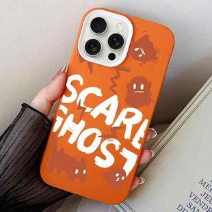 For iPhone 15 Pro Max Scared Ghost PC Hybrid TPU Phone Case(Orange)