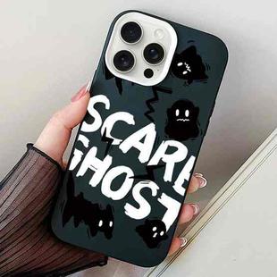 For iPhone 15 Pro Scared Ghost PC Hybrid TPU Phone Case(Black)