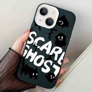 For iPhone 15 Scared Ghost PC Hybrid TPU Phone Case(Black)