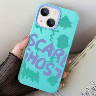 For iPhone 13 mini Scared Ghost PC Hybrid TPU Phone Case(Sky Cyan)