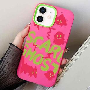 For iPhone 12 mini Scared Ghost PC Hybrid TPU Phone Case(Rose Red)