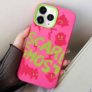 For iPhone 11 Pro Max Scared Ghost PC Hybrid TPU Phone Case(Rose Red)