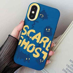For iPhone X / XS Scared Ghost PC Hybrid TPU Phone Case(Royal Blue)