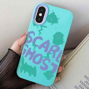 For iPhone X / XS Scared Ghost PC Hybrid TPU Phone Case(Sky Cyan)