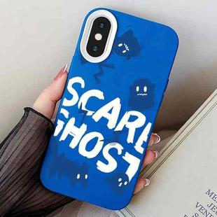 For iPhone X / XS Scared Ghost PC Hybrid TPU Phone Case(Blue)