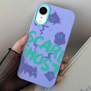 For iPhone XR Scared Ghost PC Hybrid TPU Phone Case(Purple)
