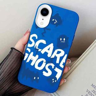 For iPhone XR Scared Ghost PC Hybrid TPU Phone Case(Blue)