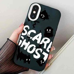 For iPhone XS Max Scared Ghost PC Hybrid TPU Phone Case(Black)