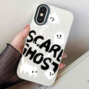 For iPhone XS Max Scared Ghost PC Hybrid TPU Phone Case(White)