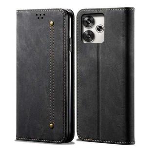 For Xiaomi Poco M6 4G Denim Texture Casual Style Horizontal Flip Leather Case(Black)