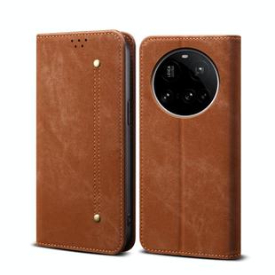 For Xiaomi 15 Ultra Denim Texture Casual Style Horizontal Flip Leather Case(Brown)