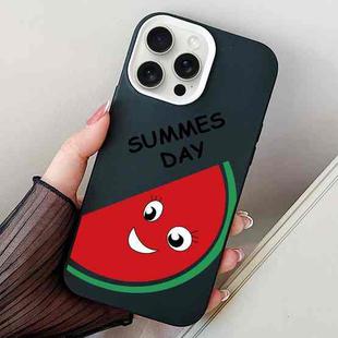 For iPhone 15 Pro Watermelon PC Hybrid TPU Phone Case(Black)