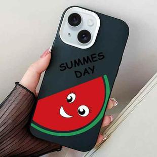 For iPhone 15 Plus Watermelon PC Hybrid TPU Phone Case(Black)