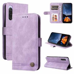 For Sony Xperia 10 V Skin Feel Life Tree Metal Button Leather Phone Case(Purple)