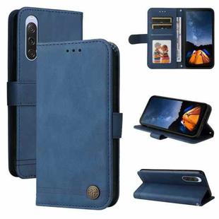 For Sony Xperia 10 V Skin Feel Life Tree Metal Button Leather Phone Case(Blue)