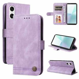 For Sony Xperia 10 VI Skin Feel Life Tree Metal Button Leather Phone Case(Purple)