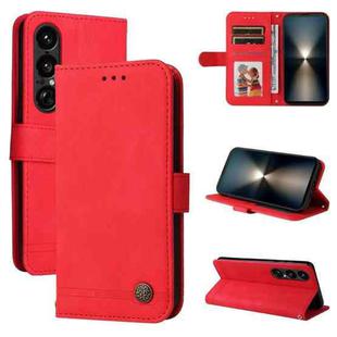 For Sony Xperia 1 VII Skin Feel Life Tree Metal Button Leather Phone Case(Red)