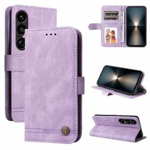 For Sony Xperia 1 VII Skin Feel Life Tree Metal Button Leather Phone Case(Purple)