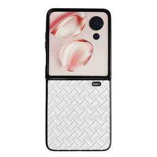 For Honor Magic V Flip Woven Texture Folding PU Phone Case(White)