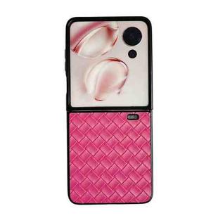 For Honor Magic V Flip Woven Texture Folding PU Phone Case(Rose Red)