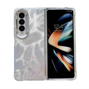 For Samsung Galaxy Z Fold5 5G Electroplating PC Airbag Shockproof Phone Case(Colorful Feathers)