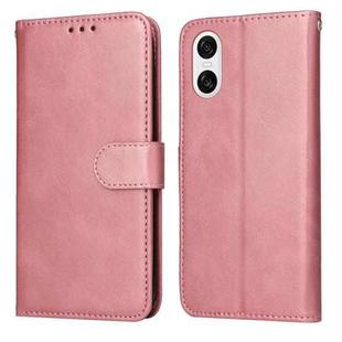 For Sony Xperia 10 VI Classic Calf Texture Flip Leather Phone Case(Rose Gold)