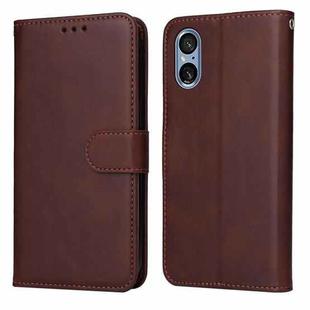 For Sony Xperia 5 V Classic Calf Texture Flip Leather Phone Case(Brown)