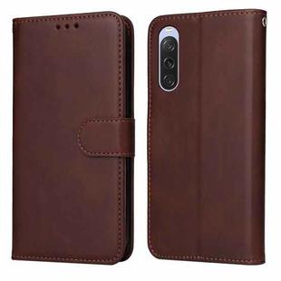 For Sony Xperia 10 V Classic Calf Texture Flip Leather Phone Case(Brown)