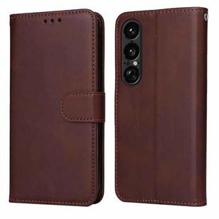 For Sony Xperia 1 VII Classic Calf Texture Flip Leather Phone Case(Brown)