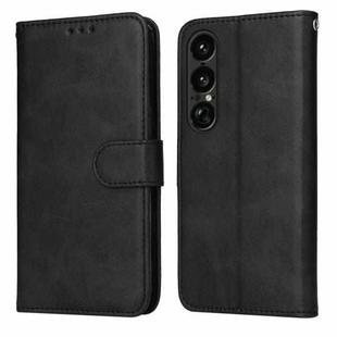For Sony Xperia 1 VII Classic Calf Texture Flip Leather Phone Case(Black)