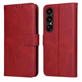 For Sony Xperia 1 VII Classic Calf Texture Flip Leather Phone Case(Red)