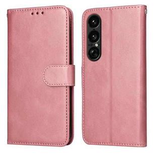 For Sony Xperia 1 VII Classic Calf Texture Flip Leather Phone Case(Rose Gold)