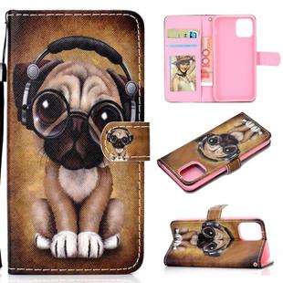For iPhone 12 mini Colored Drawing Stitching Horizontal Flip Leather Case with Holder & Card Slots & Wallet(Dog)