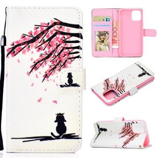 For iPhone 12 mini Colored Drawing Stitching Horizontal Flip Leather Case with Holder & Card Slots & Wallet(Cherry Tree)