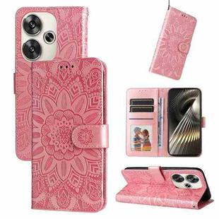 For Xiaomi Poco F6 Embossed Sunflower Leather Phone Case(Pink)
